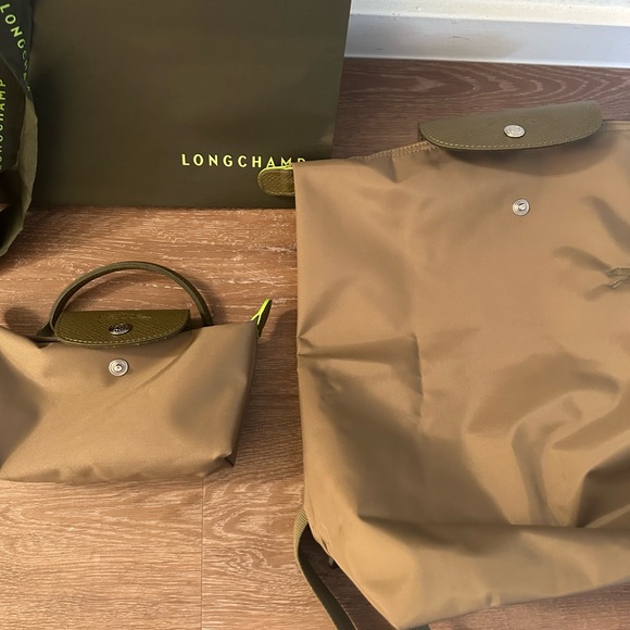 Longchamp Tan Tote and Pouch Set
